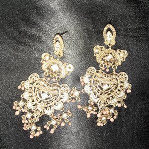 JC Rhinestone and Filigree Dangle Earring